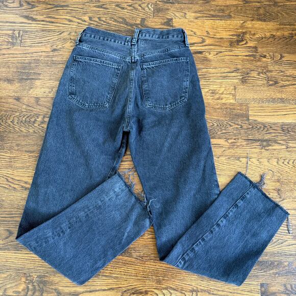 Agolde Revole Black Criss Cross Asymmetrical Straight Leg High Rise Jeans Sz 26 - Picture 5 of 9